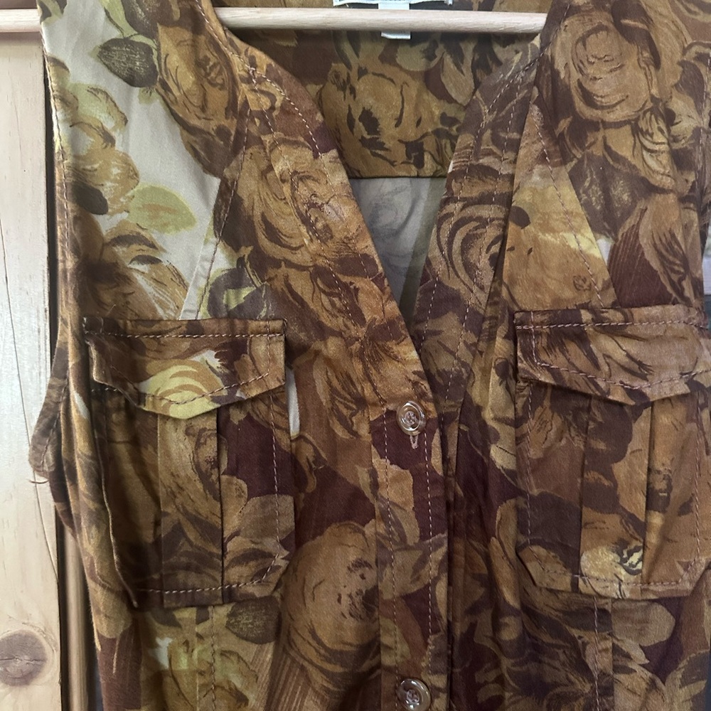 Moulinette Soeurs Anthropologie Brown Tan Sleeveless Collar Midi Sundress